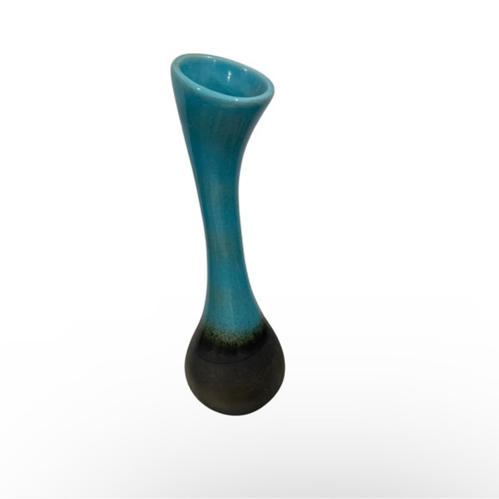 MCM Pottery Blue and Brown Bud‎ Vase